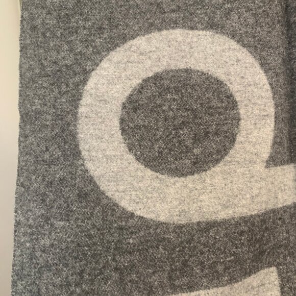 Acne Studios Oversized Logo Wool Blend Scarf – Gray - Picture 4 of 9
